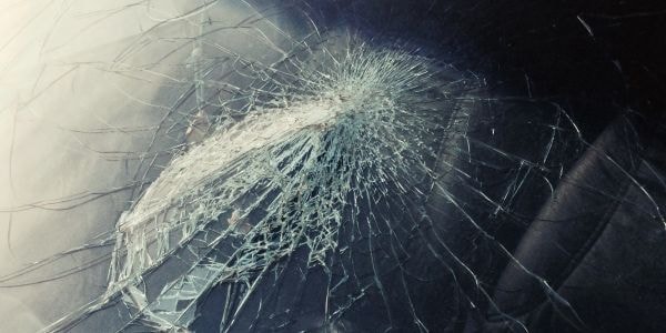 Cracked glass spiderweb fracture